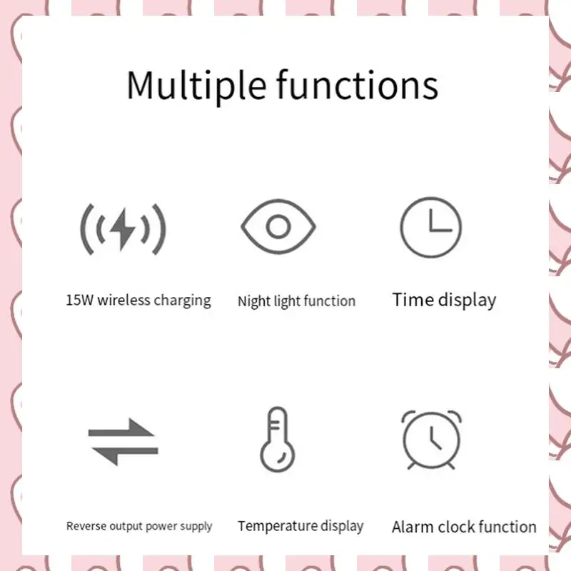 

HHTL Digital Alarm Clock,Alarm Clock With Wireless Charging,Night Light, Large Display, Foldable Alarm Clocks For Bedrooms B Dur