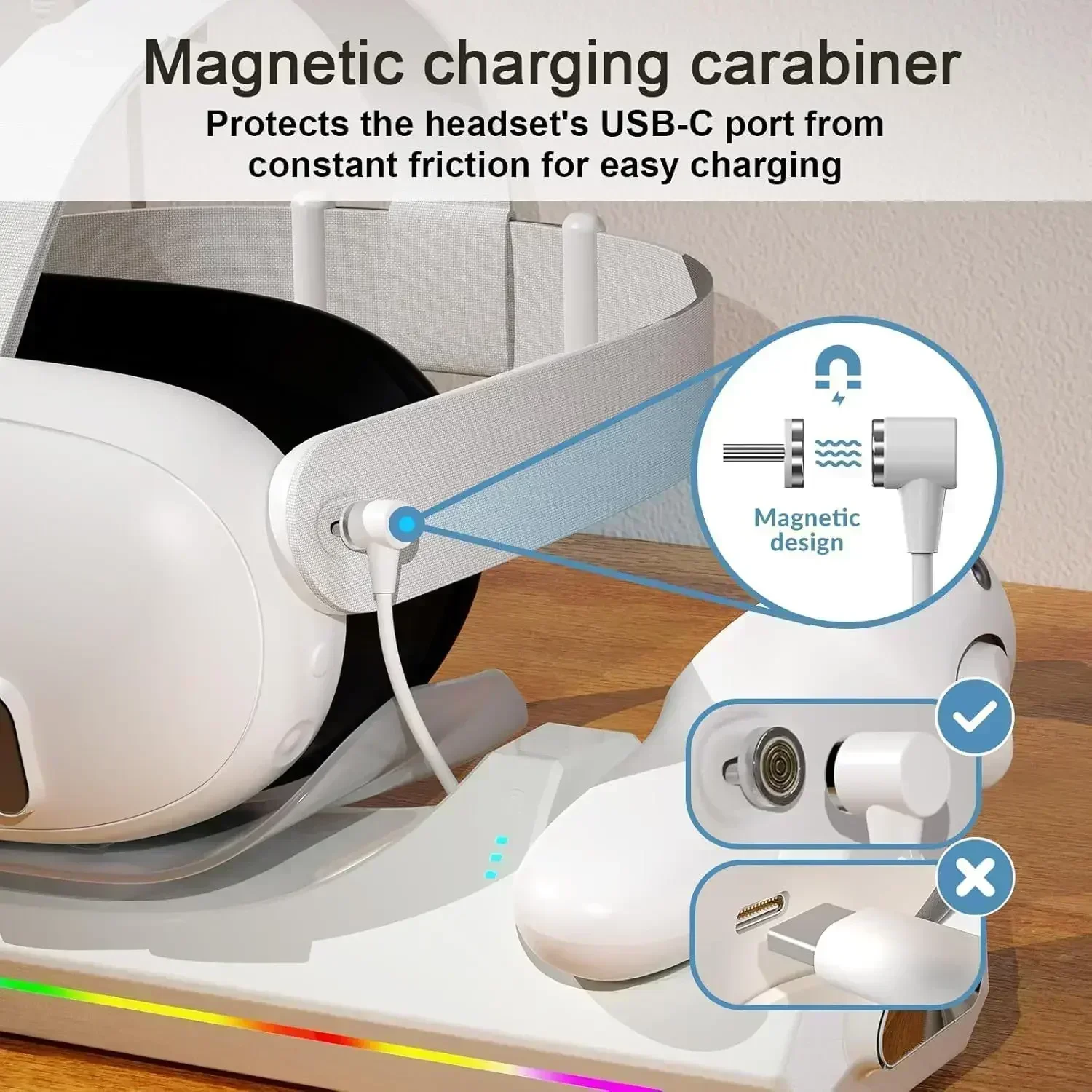 Suitable for meta Quest 3/3s charging dock VR accessories Quest 3s host handle magnetic charging dock