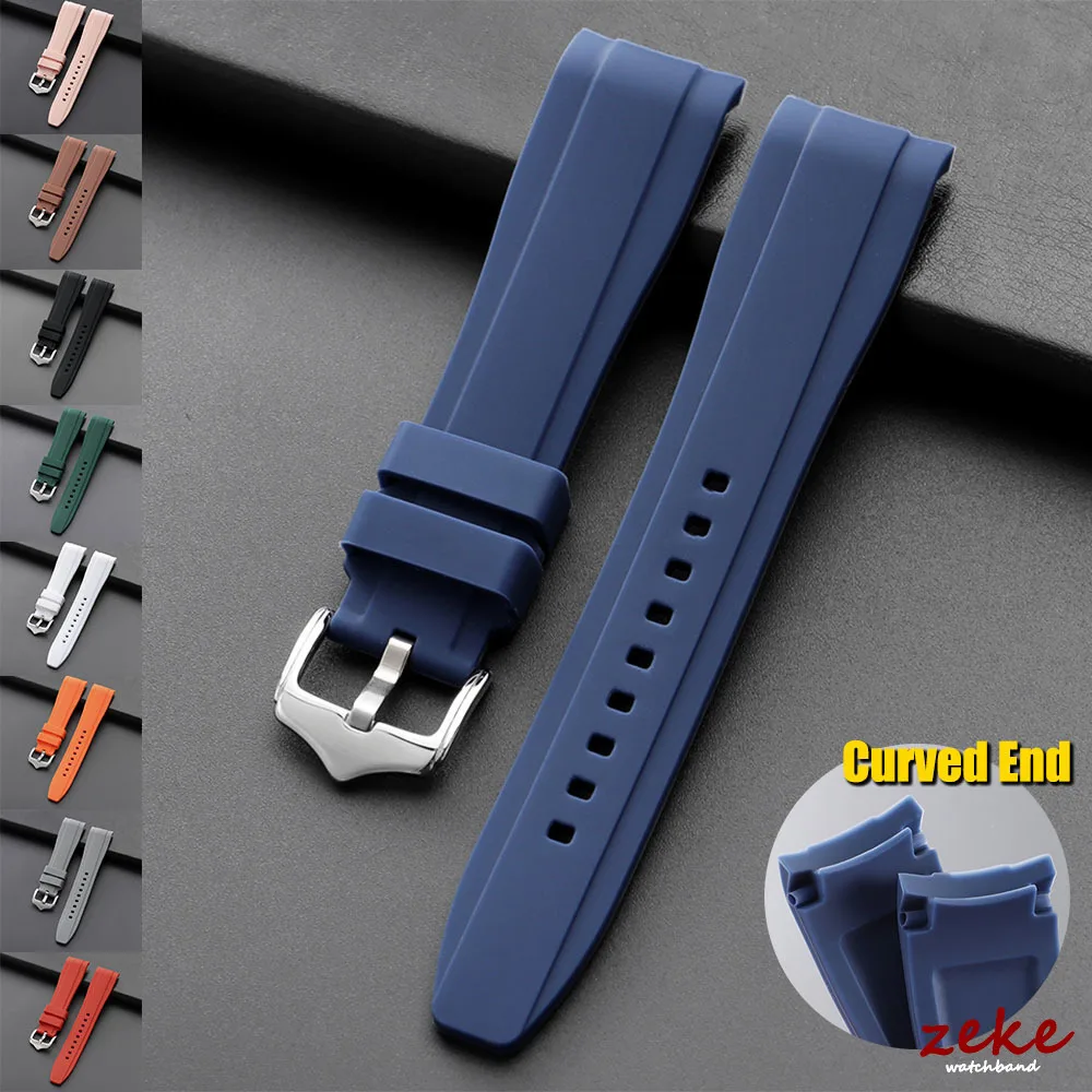 20mm 22mm Rubber Strap for Rolex Curved End Silicone Watch Band for Swatch Universal Men Women Sports Waterproof Wristband Belt