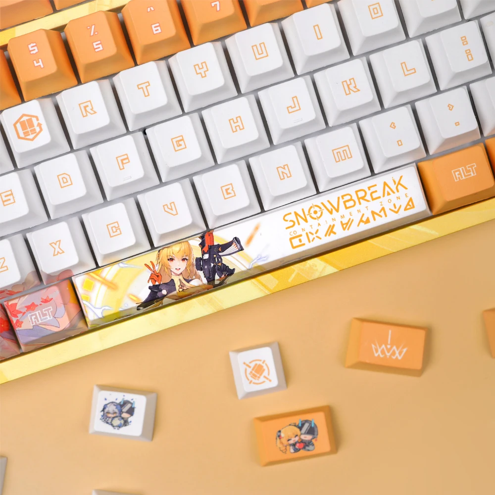 Project Snow Keycap PBT Dye Subbed Cherry Profile Keycaps Anime Game Dustborn Fenny Guiltcrown Lyfe Bestla Key Caps voor toetsenbord