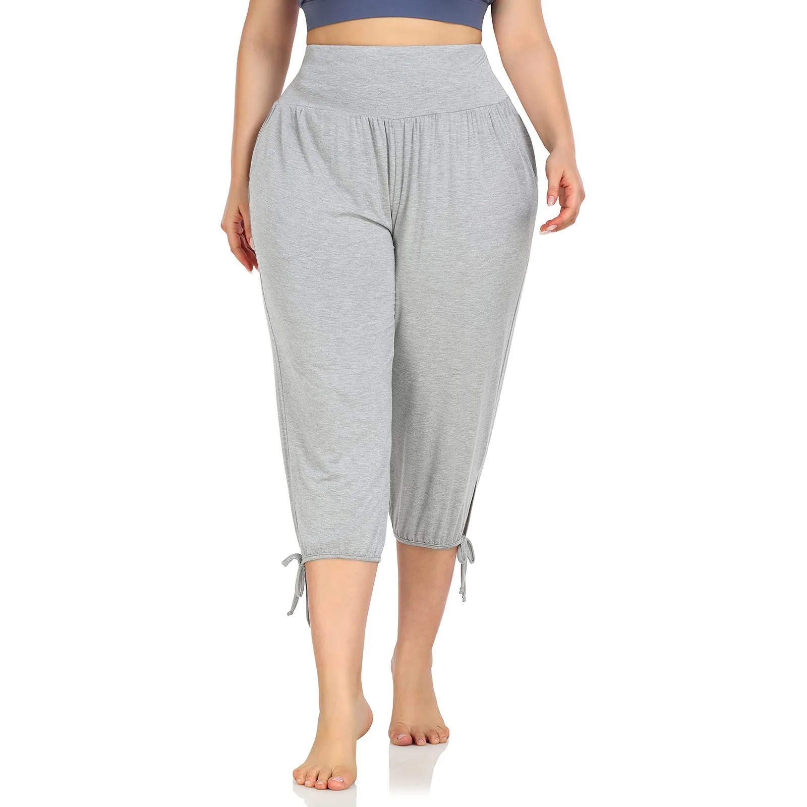 Pantalones cortos de talla grande para mujer, pantalón informal de Color sólido con cordón, bolsillo, para deportes al aire libre, 5xl, verano, 2023