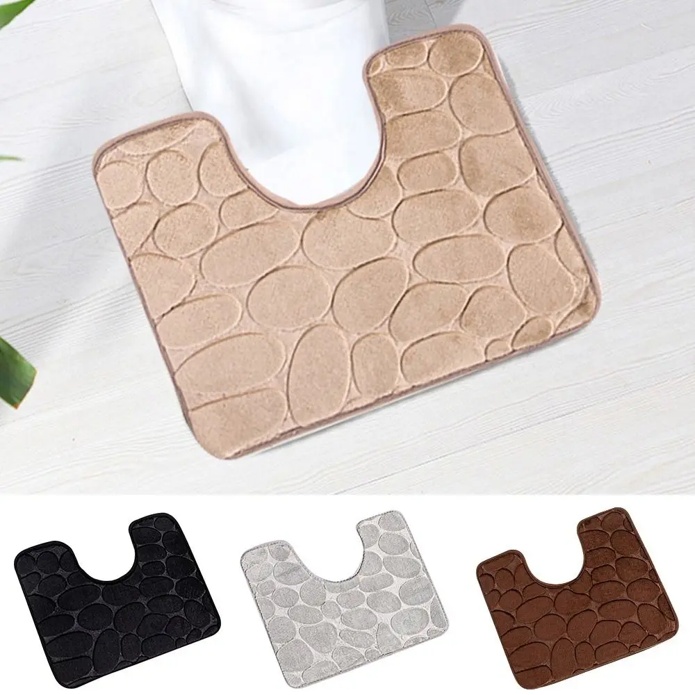 New U-shaped Bath Mat Set Modern Rectangle Bathroom Carpets Non Slip Solid Color Toilet Lid Cover Rugs Washroom