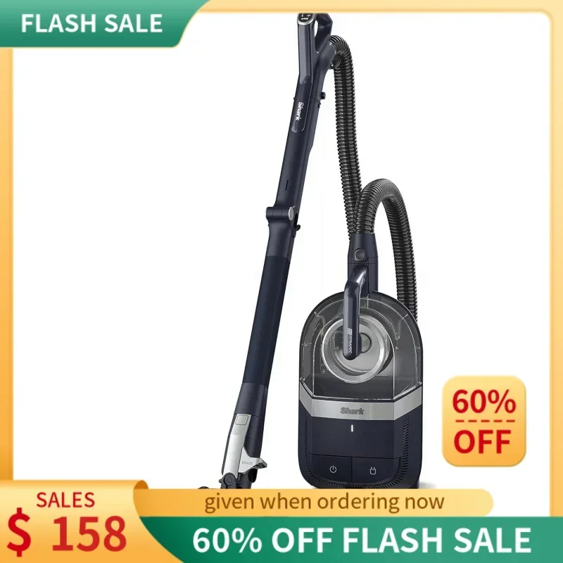 QWShark CZ351 Pet Canister Vacuum,Bagless,Corded with Self-Cleaning Brushroll & PowerFins,Navy & Silver