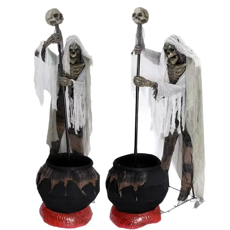 Halloween large electric induction death wizard cooking pot ghost voice-activated luminous motion graphics