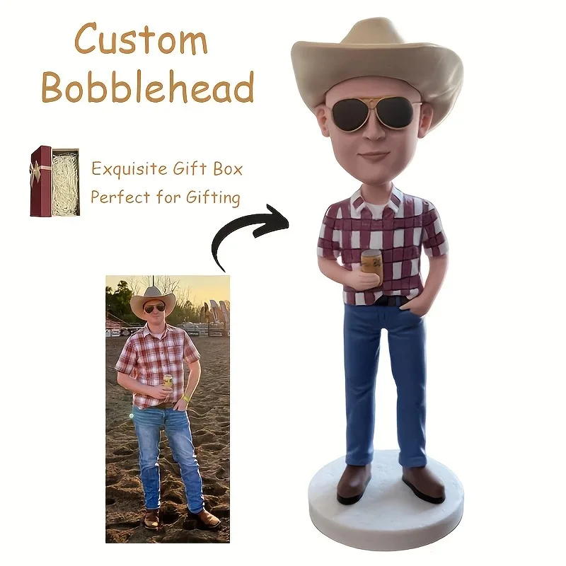 Customize 1pc doll with a single - person HD full - body photo. Clearer photos mean higher resemblance. 100% handmade fixed/shaking - head dolls for men and women, boxed. Ideal personalized gifts for birthdays, anniver
