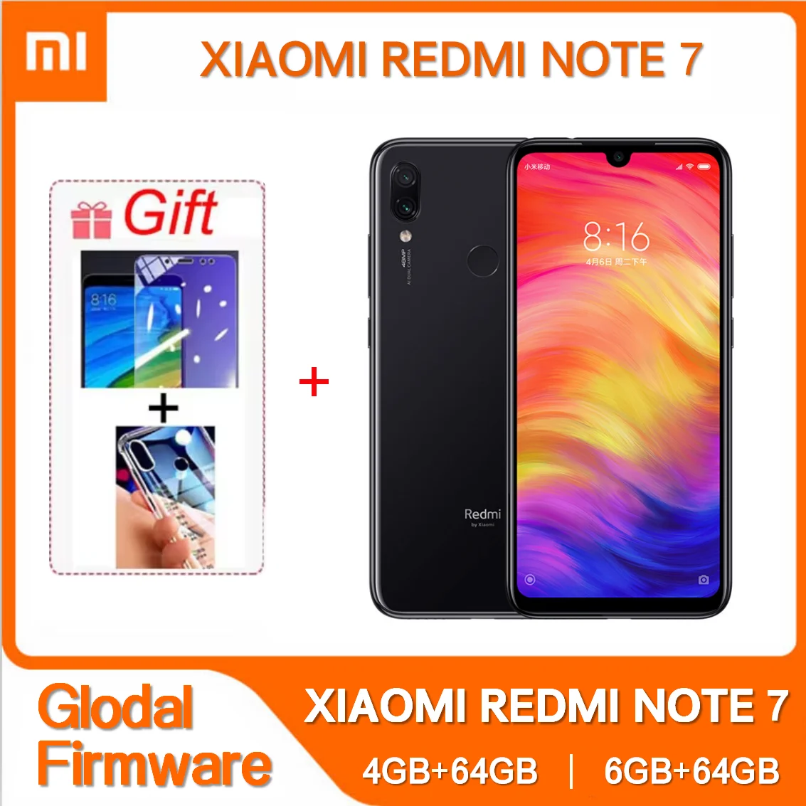 Xiaomi-Redmi Note 7 Smartphone Original, 4G, 64G, 6G, 64G, 64G, Snapdragon 660AIE, Celular Android, 48.0MP + 5.0MP, Câmera Traseira