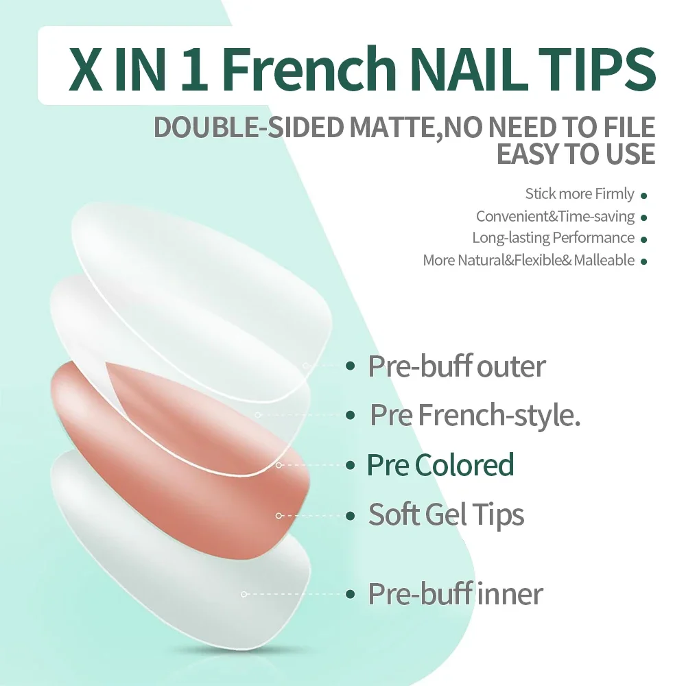 NAILPOP French Soft Gel Nail Tips 150 pcs Pink French Press on Nails Short Coffin 15 Sizes Fake Nails Full Cover Tips for Nails