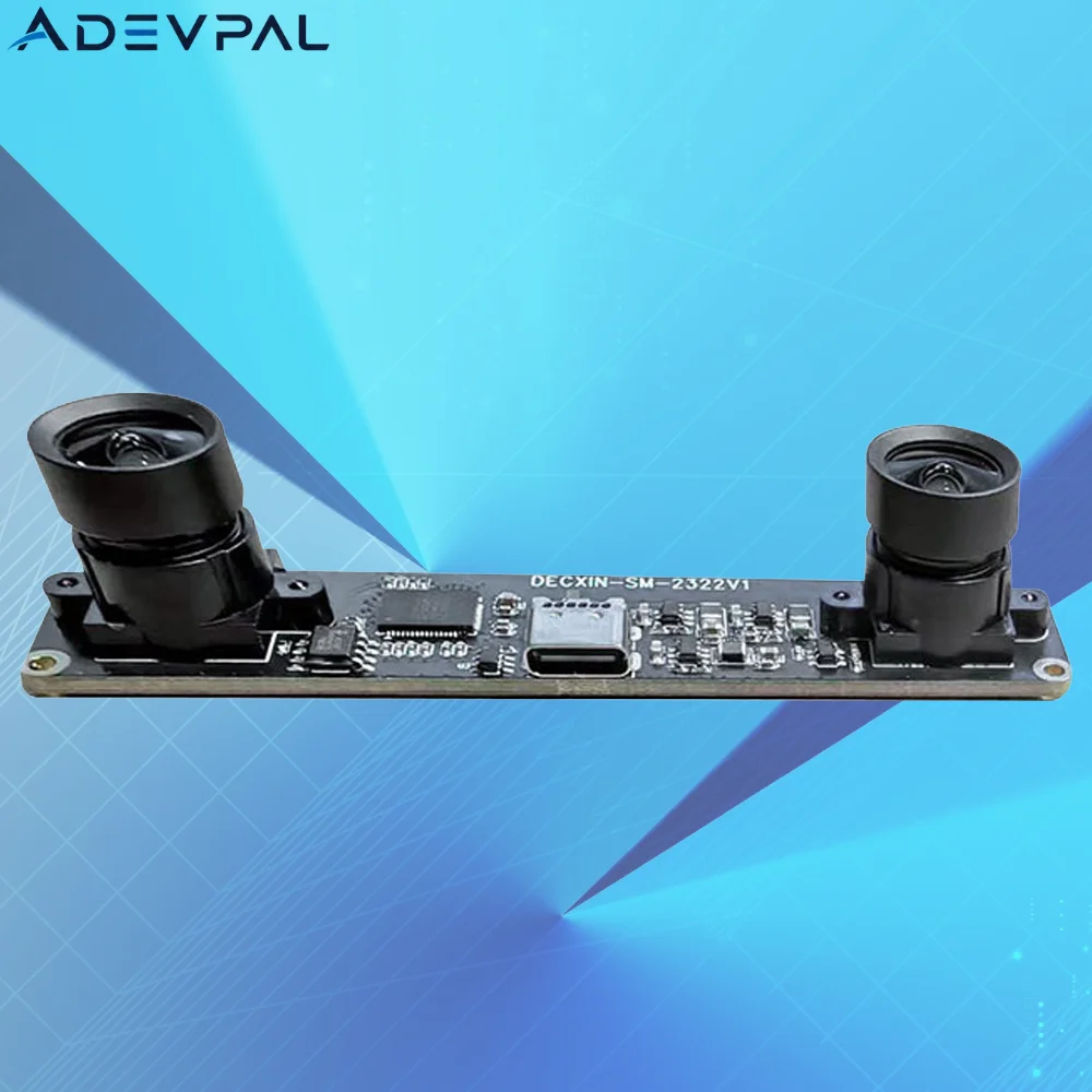 Binocular USB Camera Module Adjustable Focus CMOS Sensor USB2.0 Type-C for Vr Vision Ranging Driver-free 4MP 3840*1080P HD 30FPS