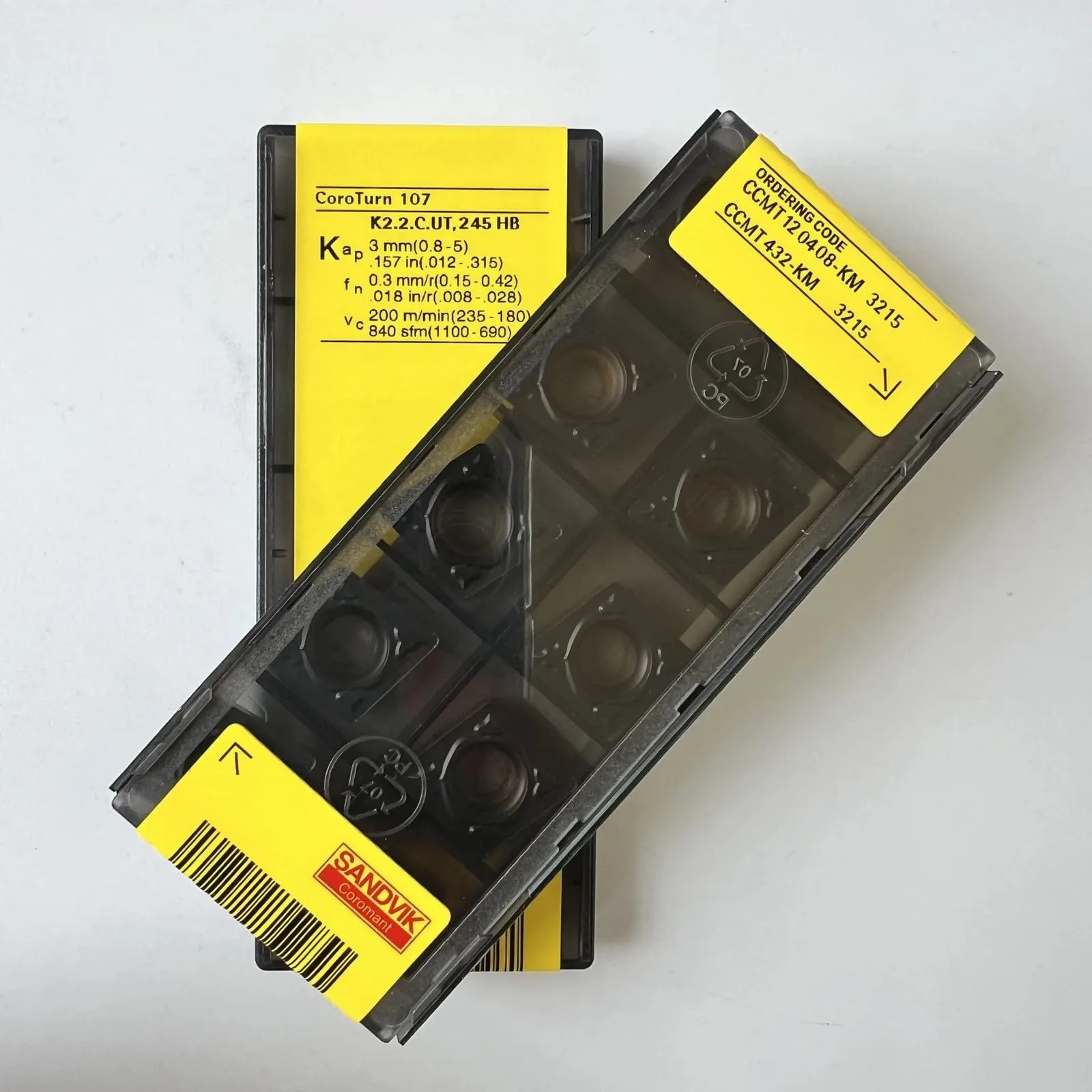 Original SANDVIK / CCMT120408-KM 3215 / Hoja CNC de aleación dura 10 piezas