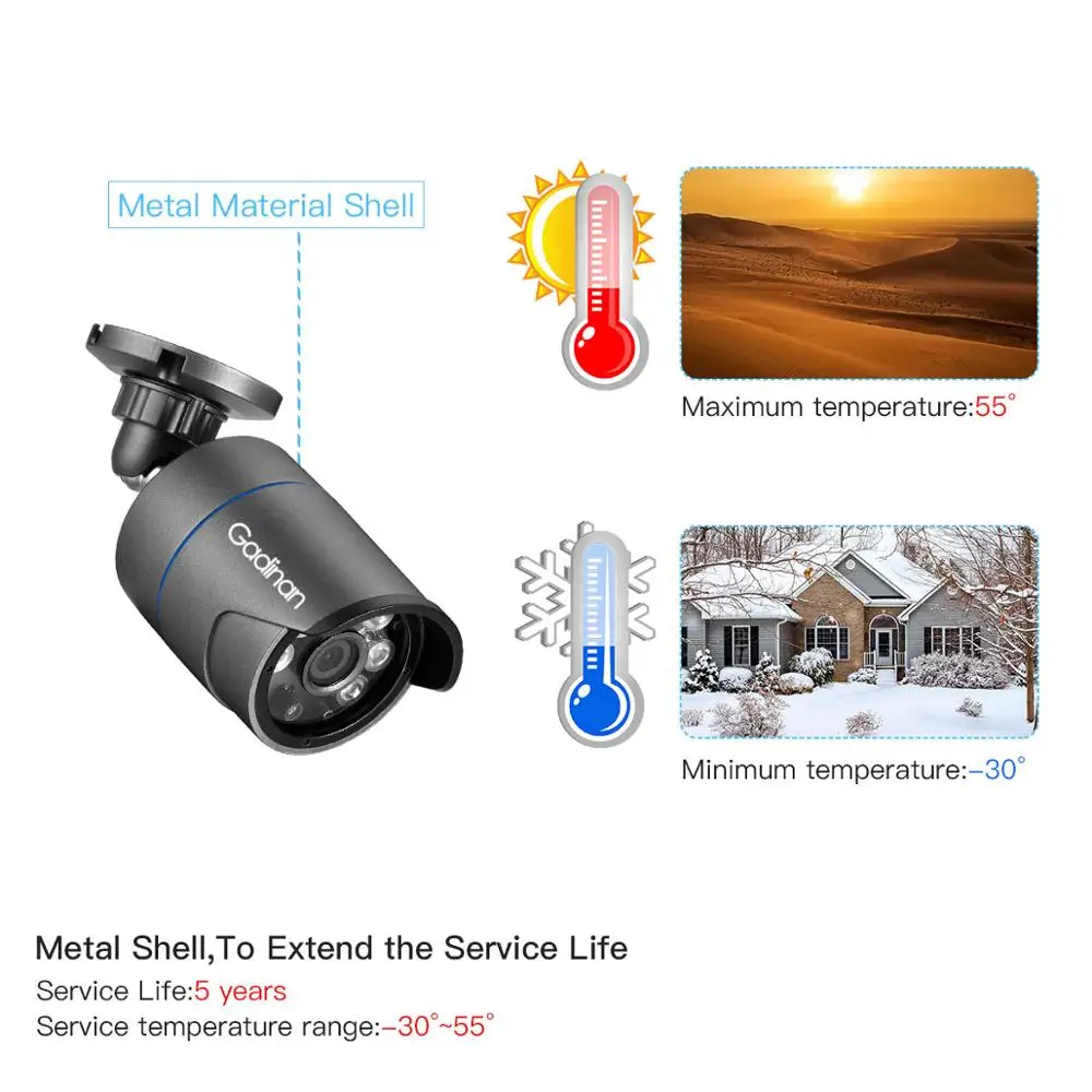 Gadinan Face Detection H.265+ 16CH 4K POE NVR Kit Outdoor Recording Night Vision CCTV System 5MP IP Camera Video Security Camera