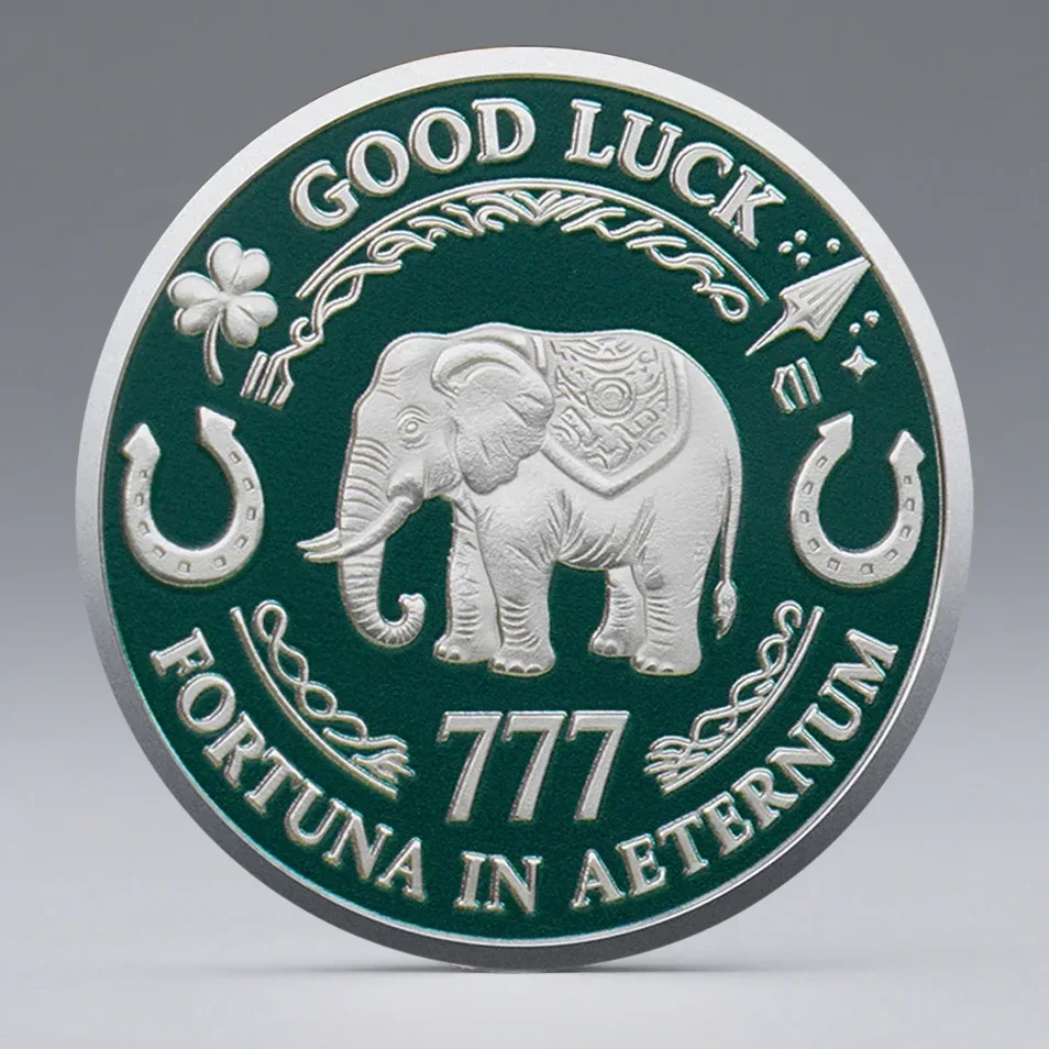 عملة Green Clover Collection المطلية بالذهب Good Luck Fortuna في عملة تذكارية Aeternum 777