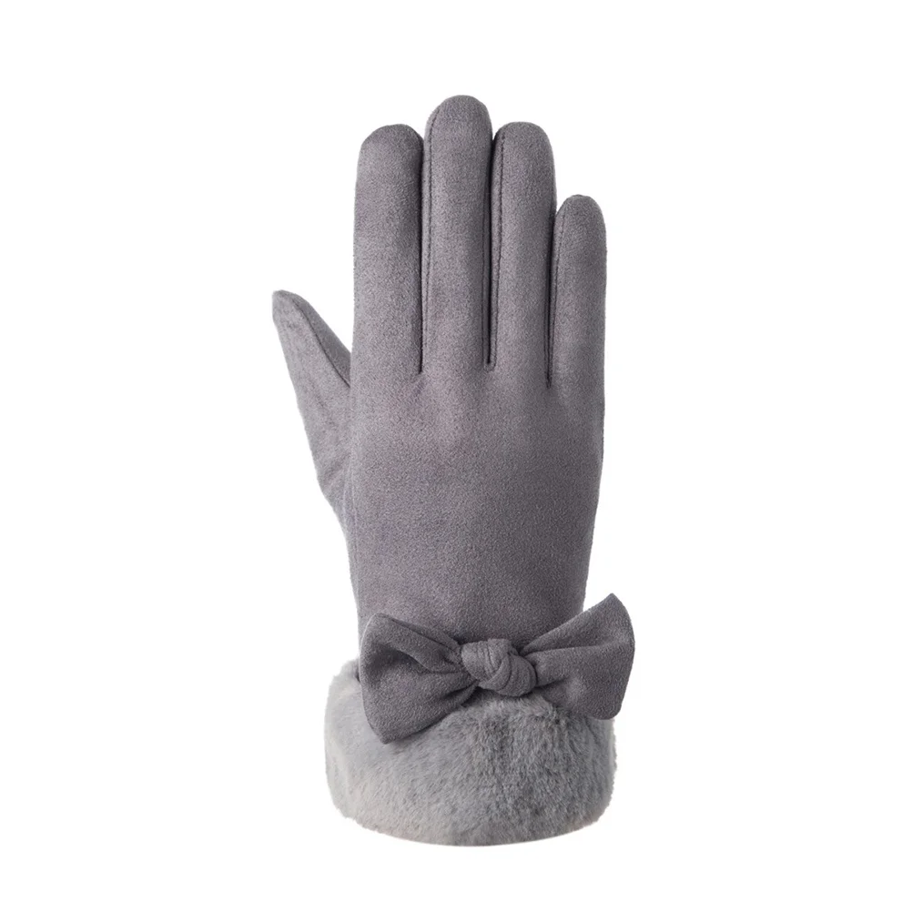 

1 Pair Warm Gloves For Women Suede Touch Screen Fingers Winter Outdoor Glove Fashion Mitten Keep Warm Grey Cycling