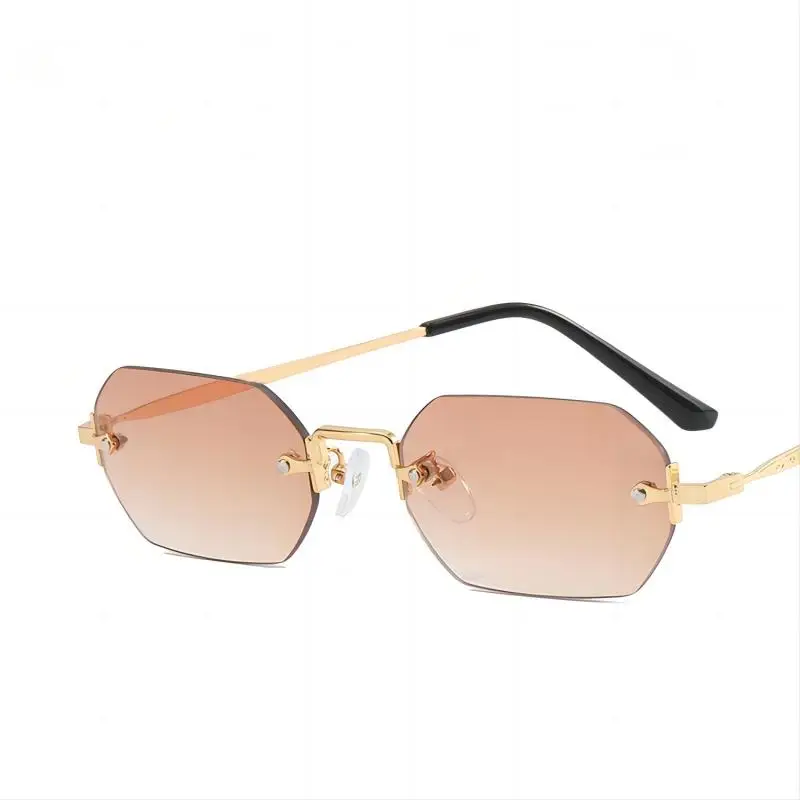 Rimless polygonal sunglasses small frames personalised 2024 new sunglasses ins style fashion street style hipster wear glasses