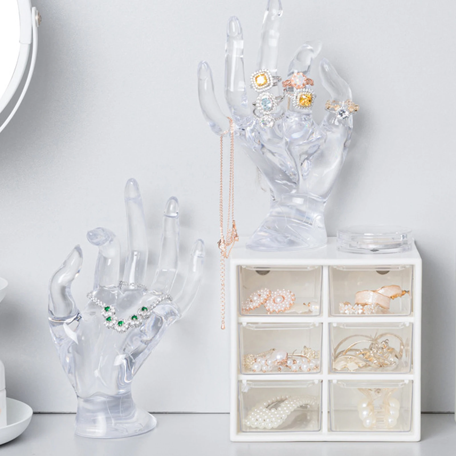 Ring Necklace Jewelry Storage Display Holder Hand Shape Dresser Ornament PP Attractive Room Decor Plastic Orchid Finger