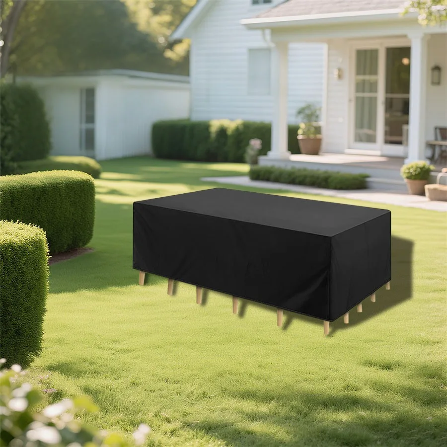 マルチサイズのパティオテーブル家具カバー、210D素材、巾着開閉式、ピクニックテーブル、椅子、ソファに適しています。