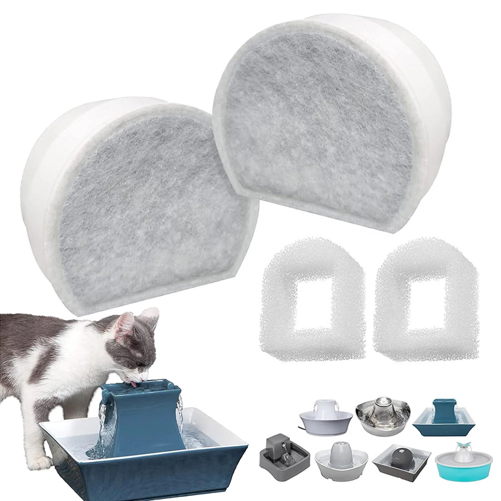 

Pet Waterer Carbon Filters Sponge Kit 4 Stage Filtration System Premium Carbon Universal Cat Fountain Filter Cotton Maintenance