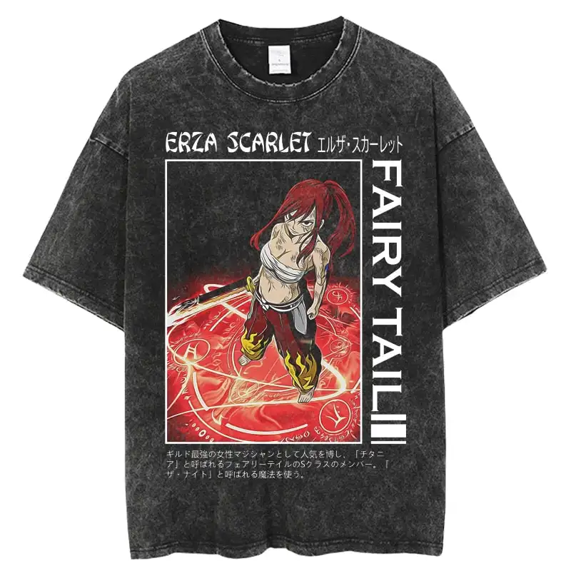 

Fairy Tail Erza Scarlet Shirt Oversized Anime Graphic Shirt