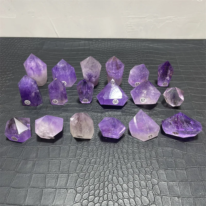 Natural Amethyst Point Wand Quartz Crystal Reiki Healing Crystal Energy Stone Tower Handmade Home Decor Pyramid Ornaments