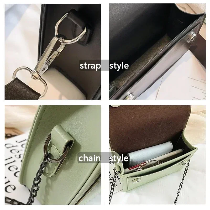 

Ladies Messenger Bag 2025 New Trendy Wide Shoulder Strap/chain Small Square Bag Retro Casual Simple Flap Crossbody Bag for Women