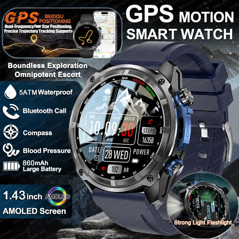 

Военные GPS 4 ГБ памяти Спортивные умные часы Мужские водонепроницаемые фитнес-трекер Автономные карты 860 мАч Батарея Смарт-часы 3ATM Водонепроницаемые