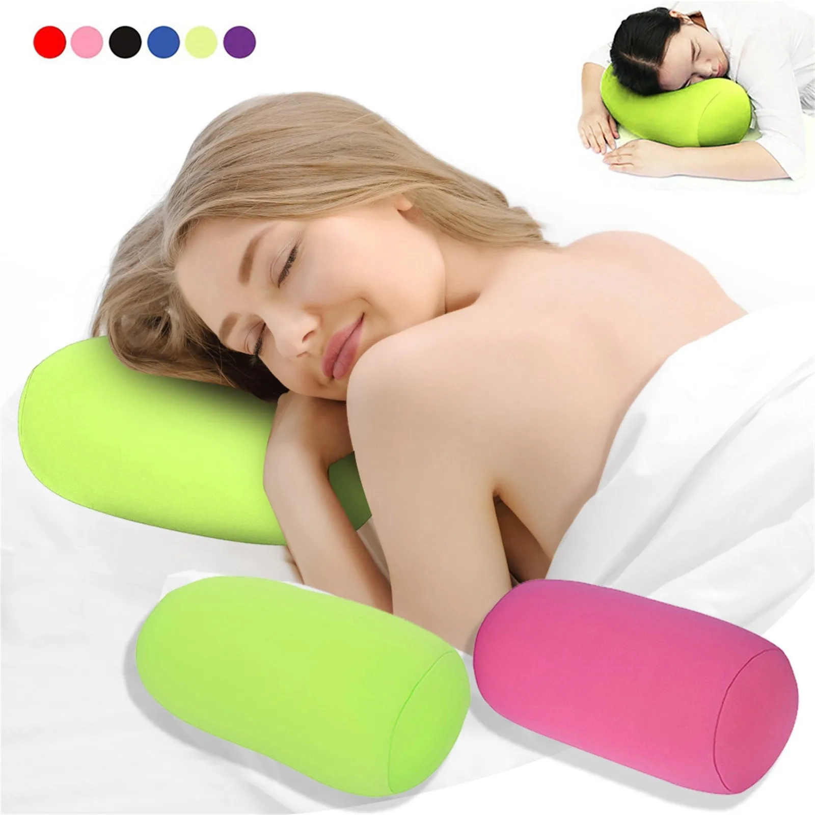 Support Neck Neck Home Cushion Roll Mini Head Rest Seat Microbead Support Case Zip Silk Pillowcase