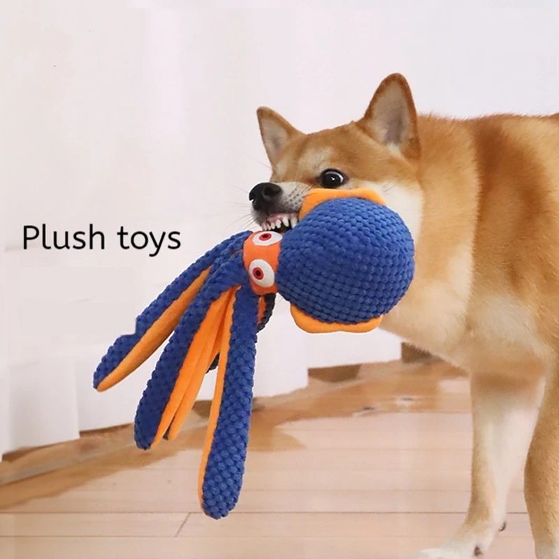 Plush Toy for Pet Dog Bite Resistance Sound Making Octopus Latex Fun Interactive Environmentally Friendly New