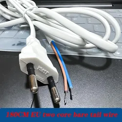 2pcs 1.8M European Online Switch EU Extension Cable Wiring AC Power Cord LED Lighting Strip Cable 18AWG White