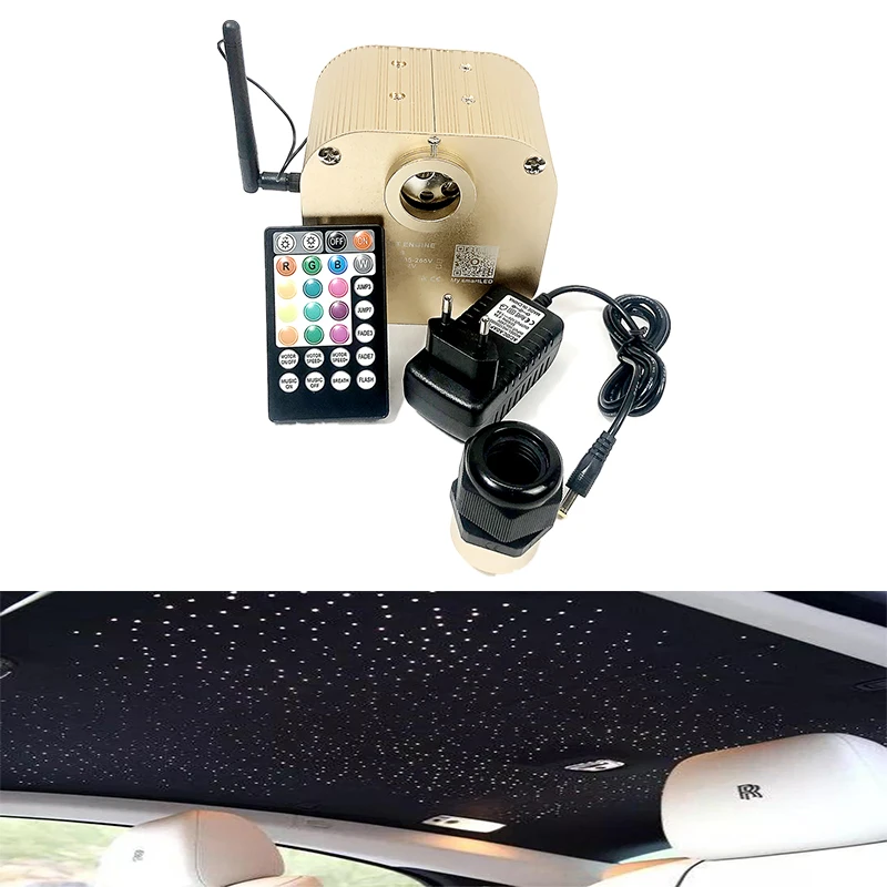 

Оптоволоконная лампа Twinkle Fiber Optic Star потолочный комплект Bluetooth APP Control Starry Car LED Light Детская комната RGB ЦВЕТ золотой