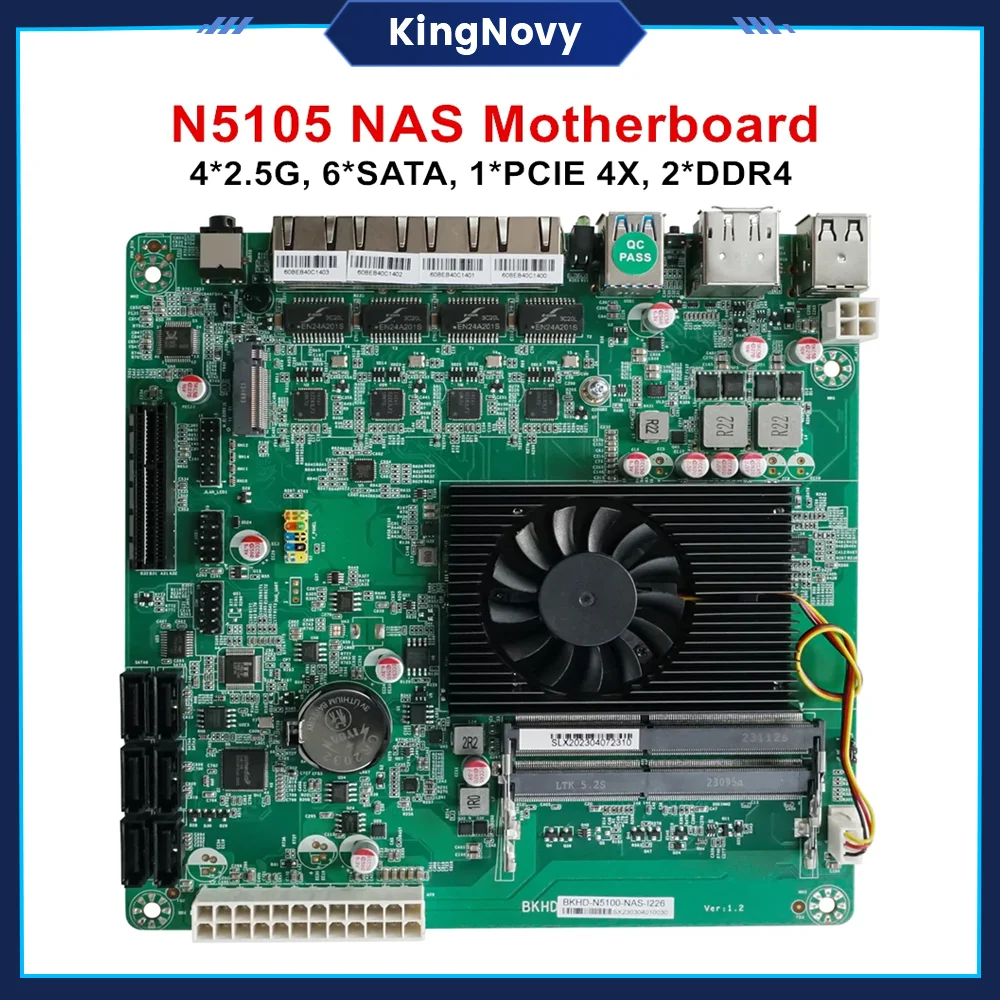 Intel Celeron N5105 N5100 NAS Motherboard 4 Cores 6*SATA3.0 4*2.5G i226 1*PCIE 4x 17x17CM 2*DDR4 Mini Firewall Router Mainboard