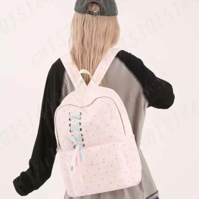 البولكا نقطة حقيبة الظهر الشريط القوس مصمم الكورية فتاة على ظهره خفيفة الوزن حقيبة المدرسة الثانوية الطلاب حقيبة السفر Mochila