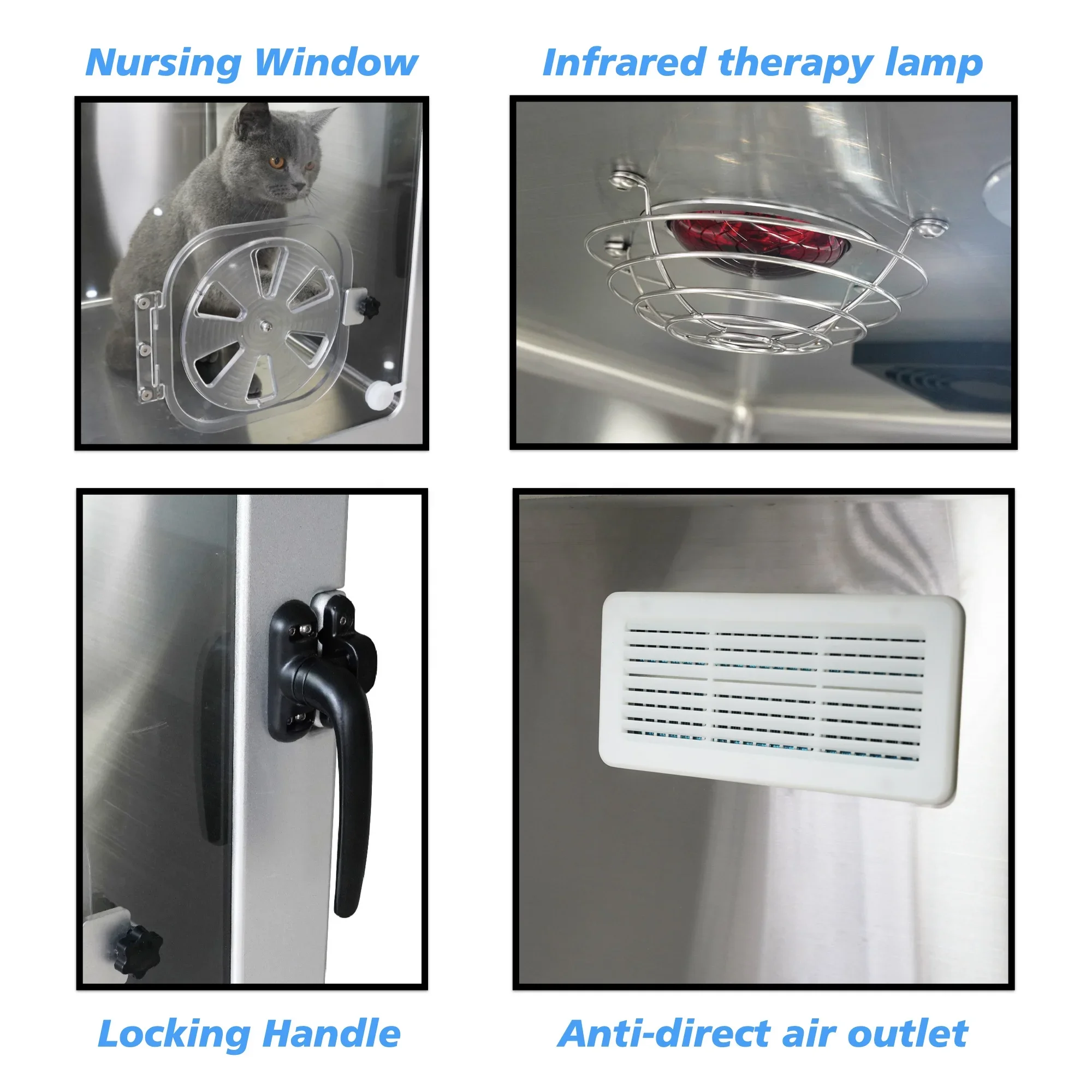 متعددة الوظائف 304 الفولاذ المقاوم للصدأ المعدات الطبية البيطرية CPV MRI أدوات قفص غرفة المرضى رعاية الكلاب