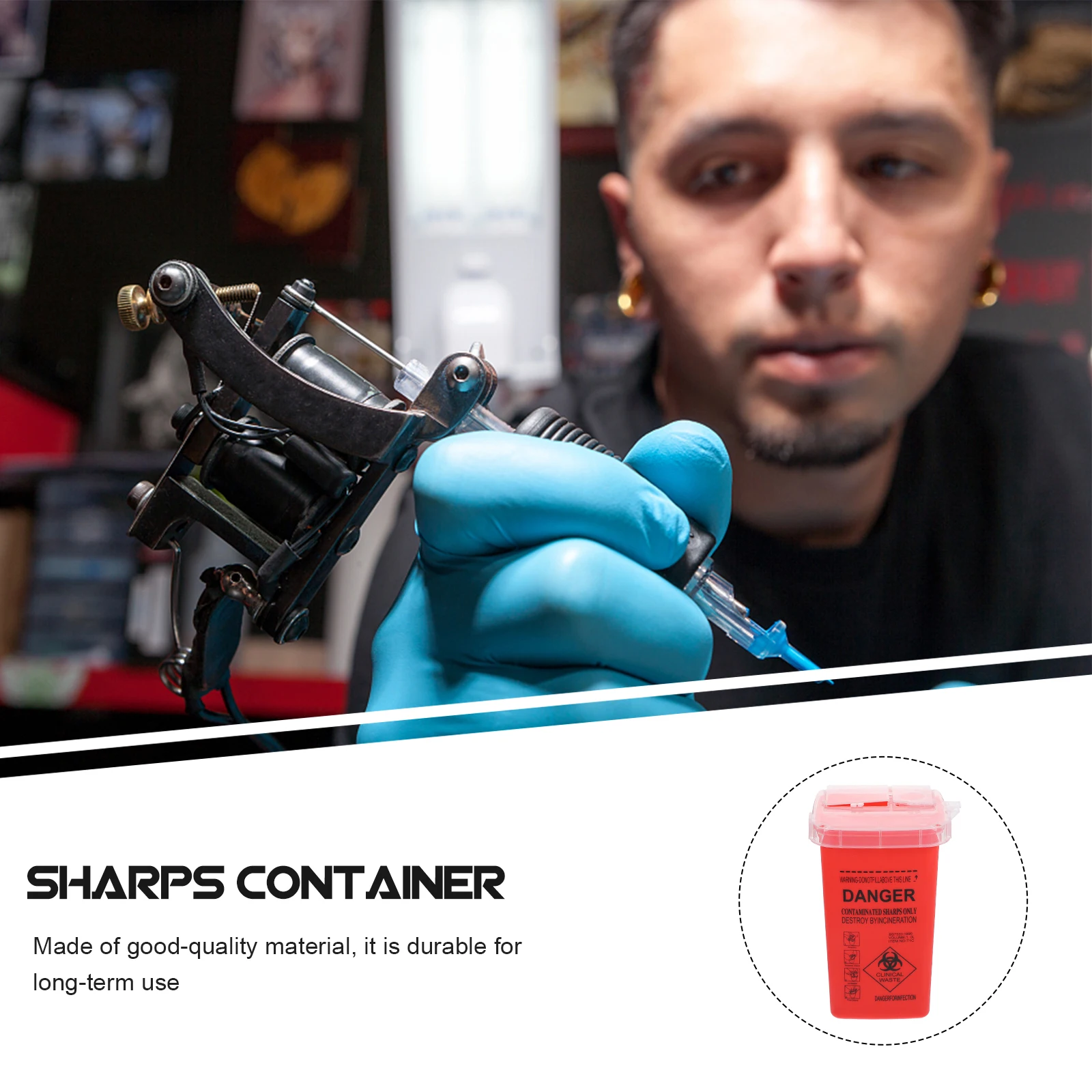 1pc Sharps Container Red Durable Needle Disposal Bin Portable Compact Medical Waste Solution For Home Clinic Hospital Travel Use