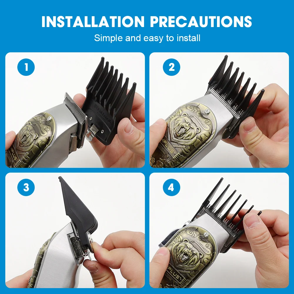 สีดําชุดหวีจํากัดผมClipper Guardsท่องเที่ยวหวีTrimmerจัดแต่งทรงผมเครื่องมือสิ่งที่แนบมาใช้งานร่วมกับ 1.5 มม.3 มม.4.5 มม.