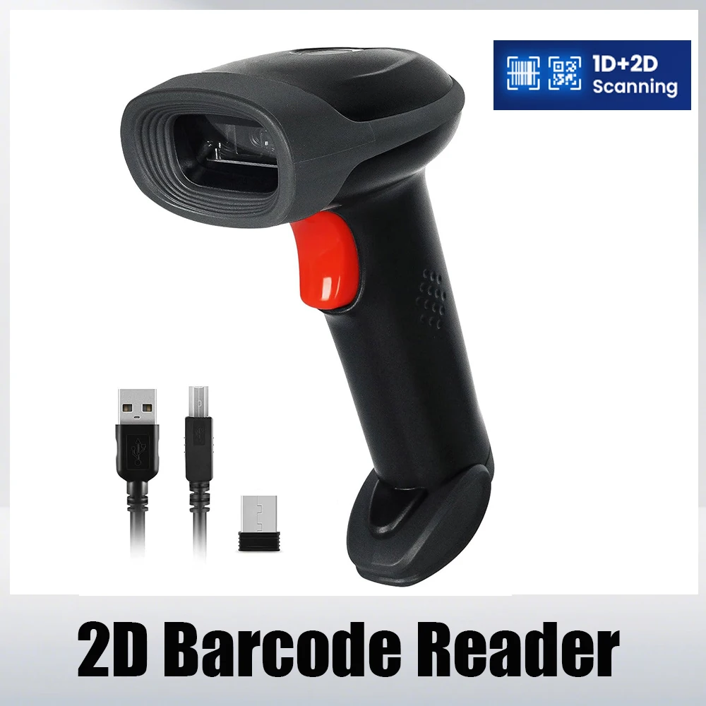 

Сканер штрих-кода 2,4G беспроводной/Bluetooth 1D 2D QR-считыватель штрих-кодов USB проводной для складских инвентарь POS-системы ПК