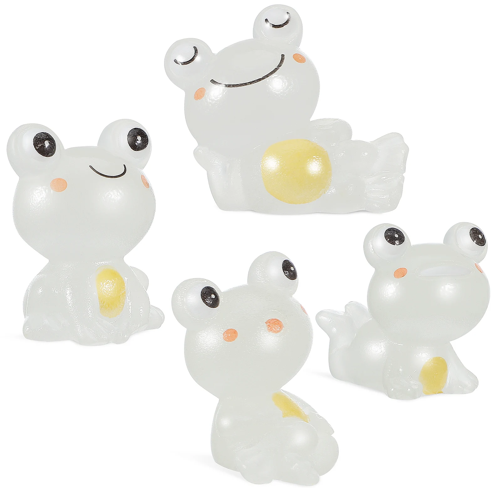 

4 pcs Glow Frogs Mini Resin Sculptures Desk Tiny Frogs Decor Garden Ornaments Luminous Figurines Tiny Glow in Dark