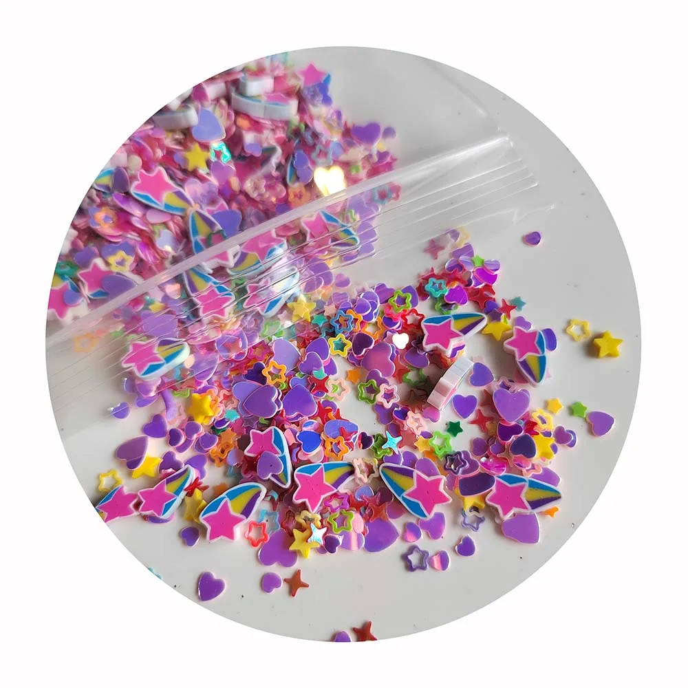 Rainbow Shooting Star Mixed Star Heart Sequins Slices Polymer Clay Sprinkles for Slime Crafts DIY Cute Plastic Klei Accessories
