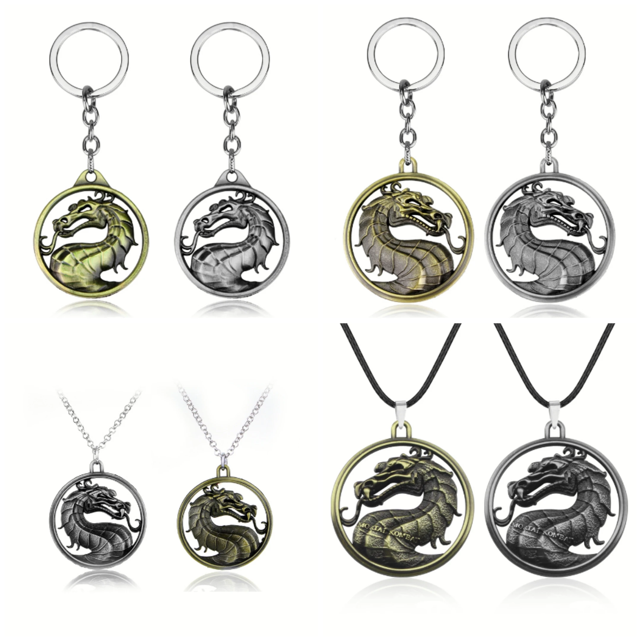 

Fashion Vintage Charm Game Mortal Kombat Keychain Dragon Totem Alloy Keyring Holder Gift for Men Car Key Accessories