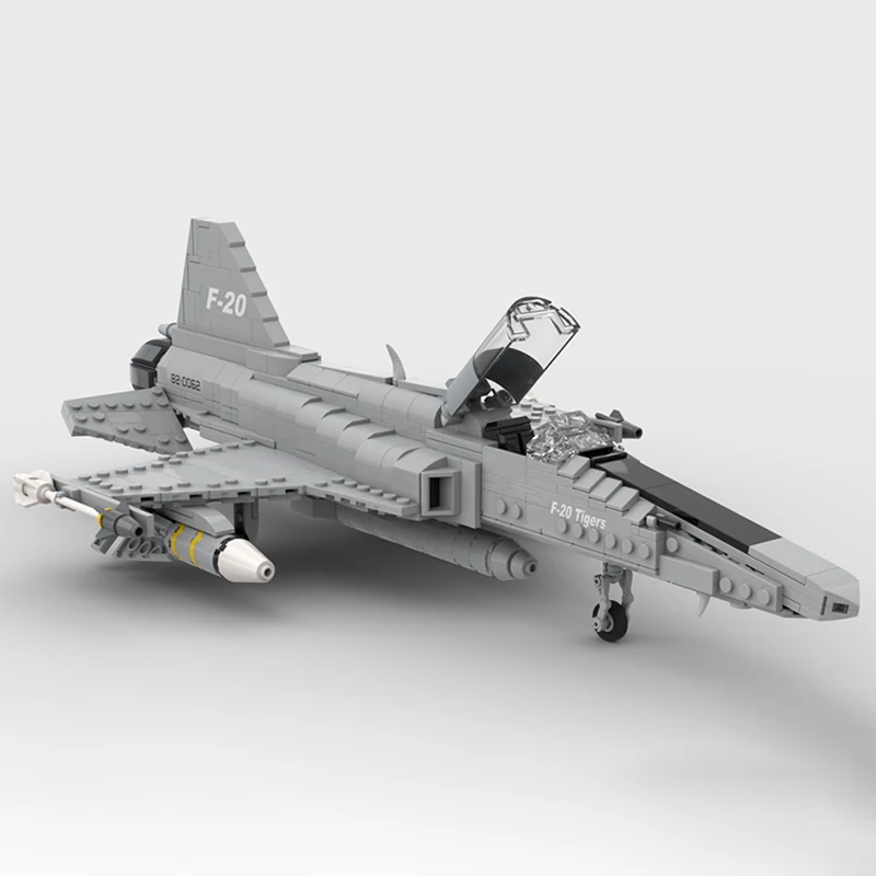 F-20 Lightweight Fighter Aircraft Model MOC Building Bricks War Equipment Modular Technology Gifts Holiday Assemble Toys Suit