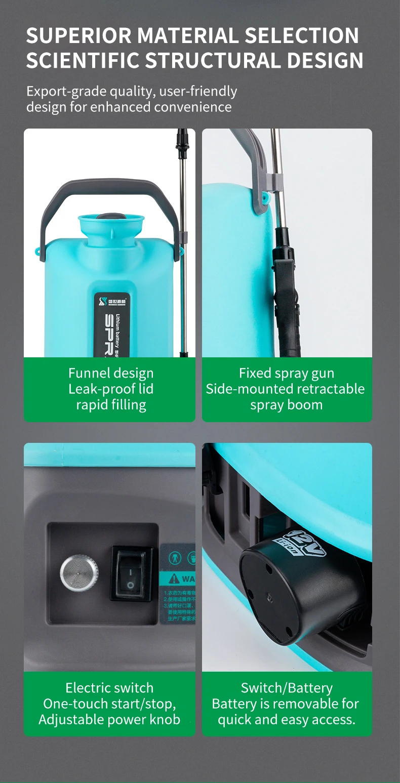 DIVEDEER 5/8/10L Elektrisches Sprühgerät Garten Landwirtschaftliche Bewässerungssprühgerät Wiederaufladbare Batterie Desinfektion Pestizidspender – Detail 13
