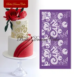 Relief Flower Vine Mesh Stencil DIY Royal Cream Fondant Mould Fabric Cake Border Template Cake Decorating Tools Kitchen Bakeware