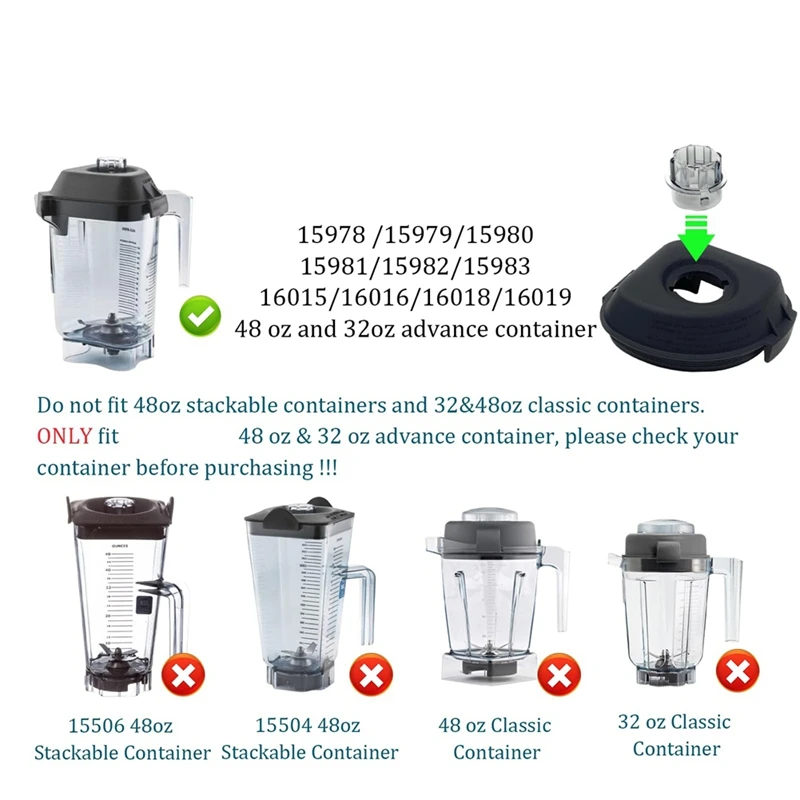 For Vitamix Lid Plug Advance Container 48Oz & 32Oz,Fit Models The Quiet One VM0145 Barboss Drink Machine Advance Blender