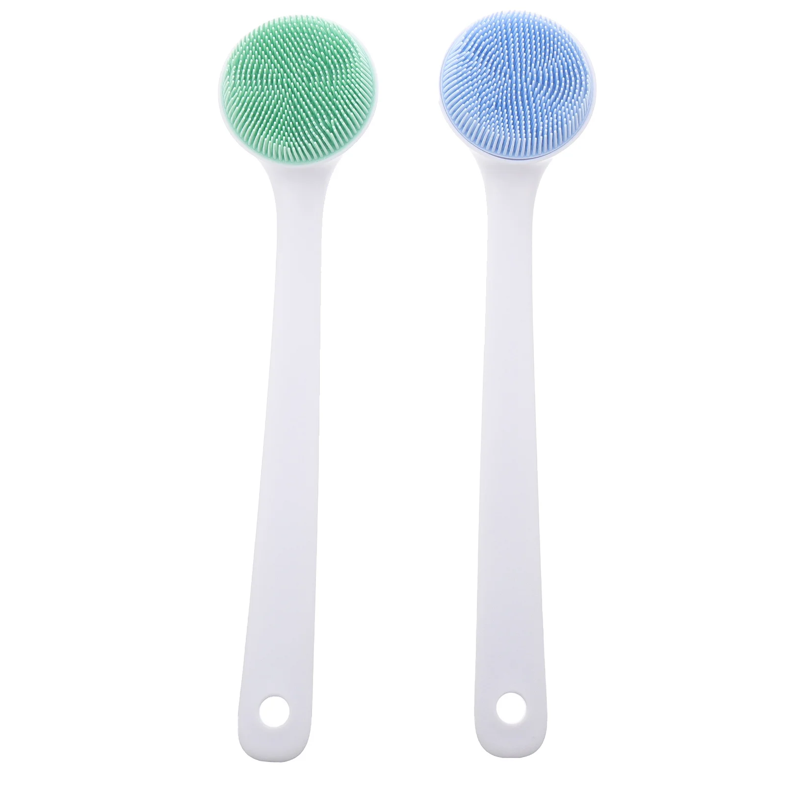 

2Pcs Long Handle Bath Scrubber Silicone Body Brush Massage Cleansing Exfoliation Shower Brush Deep Clean Pores Refresh Skin