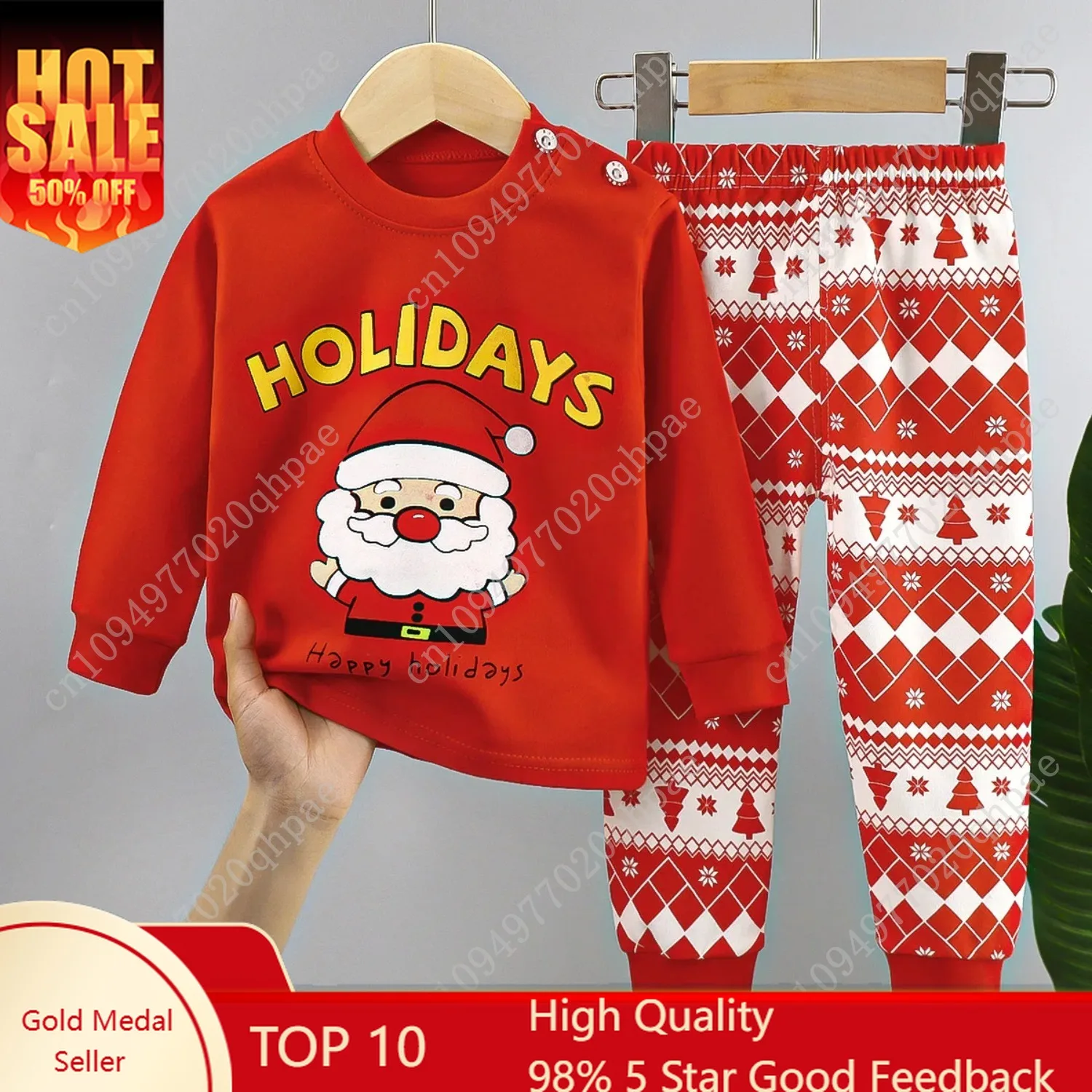 

Christmas Kids Sets Cotton Long Sleeve Children's Clothing Boy Girl Autumn Winter Tops Pants Suits Santa Claus Christmas Tree