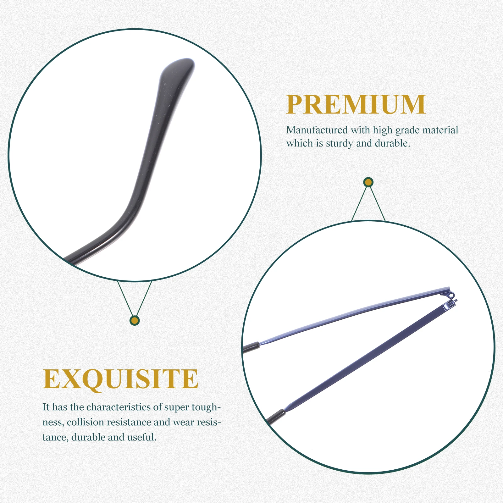 

Eyeglass Legs Replacement Black Metal Temple Universal Glasses Accessories Repair Kit Sunglasses Arm Wear Resistance Durable