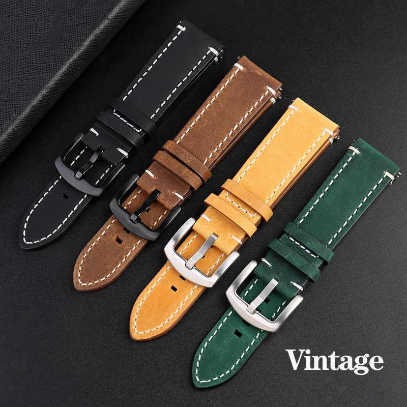 20mm 22mm 24mm Vintage Frosted Leather Watchband for Tissot TSS T116.617 Series 1853 Seiko Citizen Watch Band Strap Bracelet