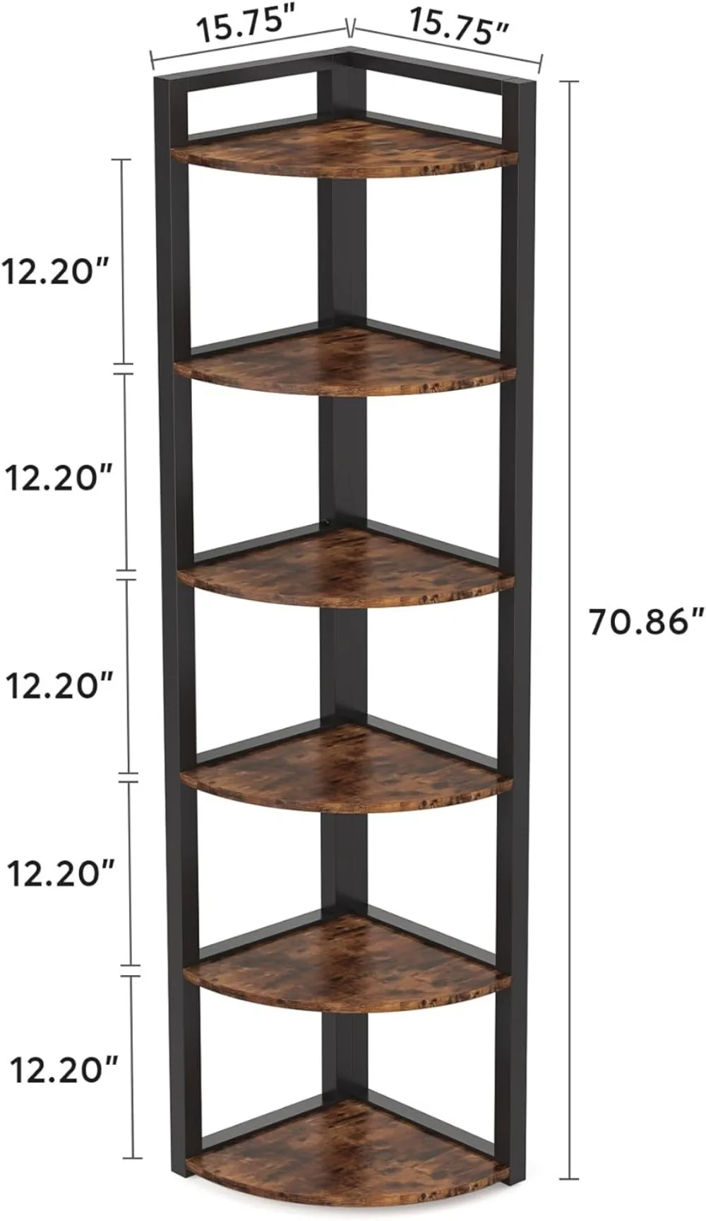 Tribesigns 70.9 Inch Tall Corner Bookshelf Small Bookcase Rustic Corner Shelving Unit Storage Rack for Living Room, Home Office