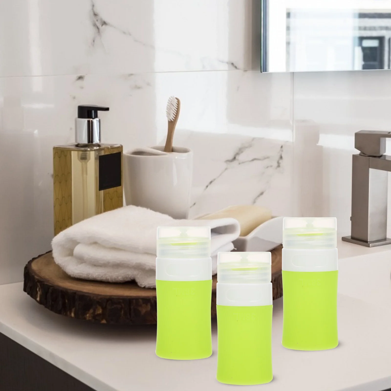 

3 Piece Travel Bottle Set Silicone Leakproof Shampoo Container Portable Lotion Dispenser for Toiletries Outdoor Business Trips