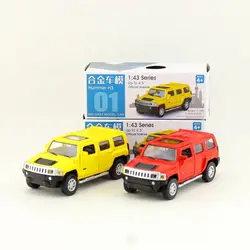 Diecast Metal Toy Model 1:43 Scale Hummer H3 SUV Sport Car Pull Back Doors Openable Educational Collection Gift Kid Match Box