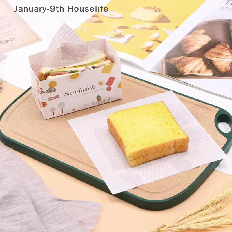 

50pcs Baking Package Food Pack Greaseproof Paper Bag Sandwich Donut Bread Wrapper Hamburger Kitchen Accessory 18*18cm