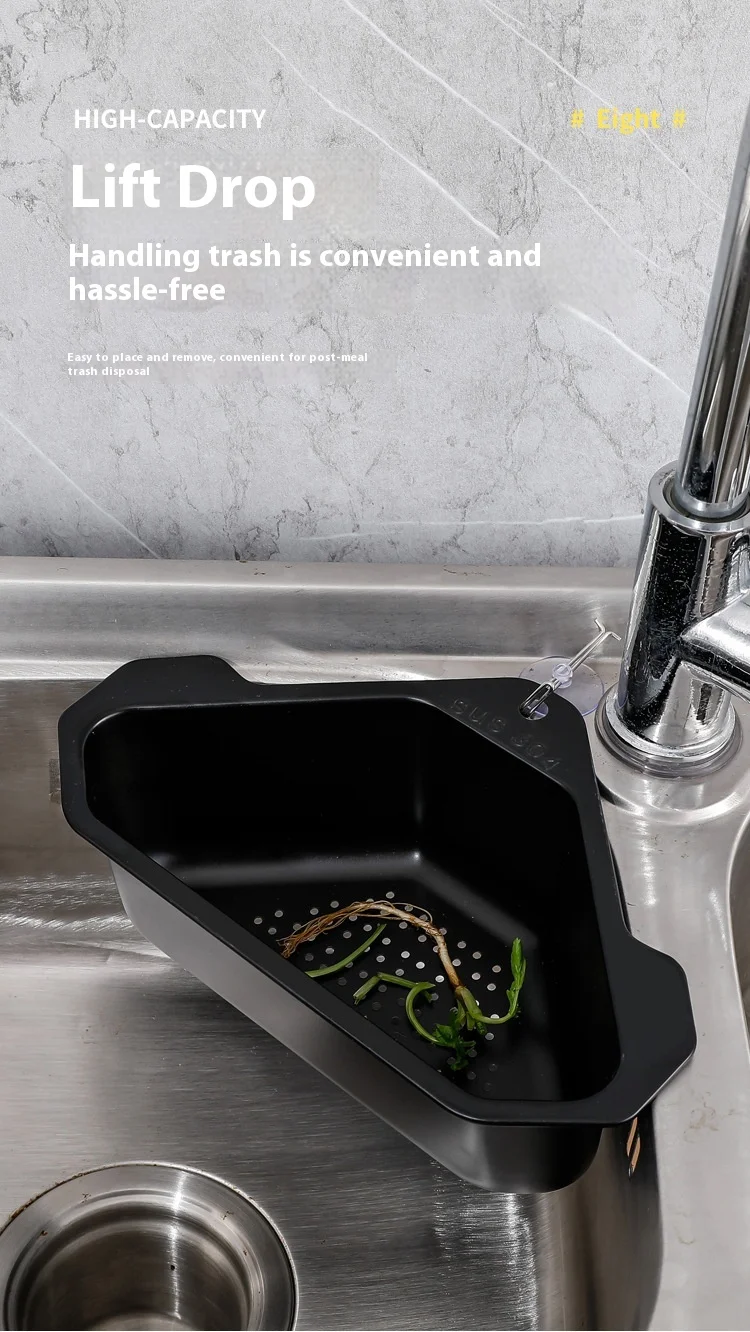 Neue Küchenspüle aus Edelstahl, Asphaltkorb, neues dreieckiges Filternetz 304, Pool-Lagerregal, Asphaltregal, Spüle – Detail 10